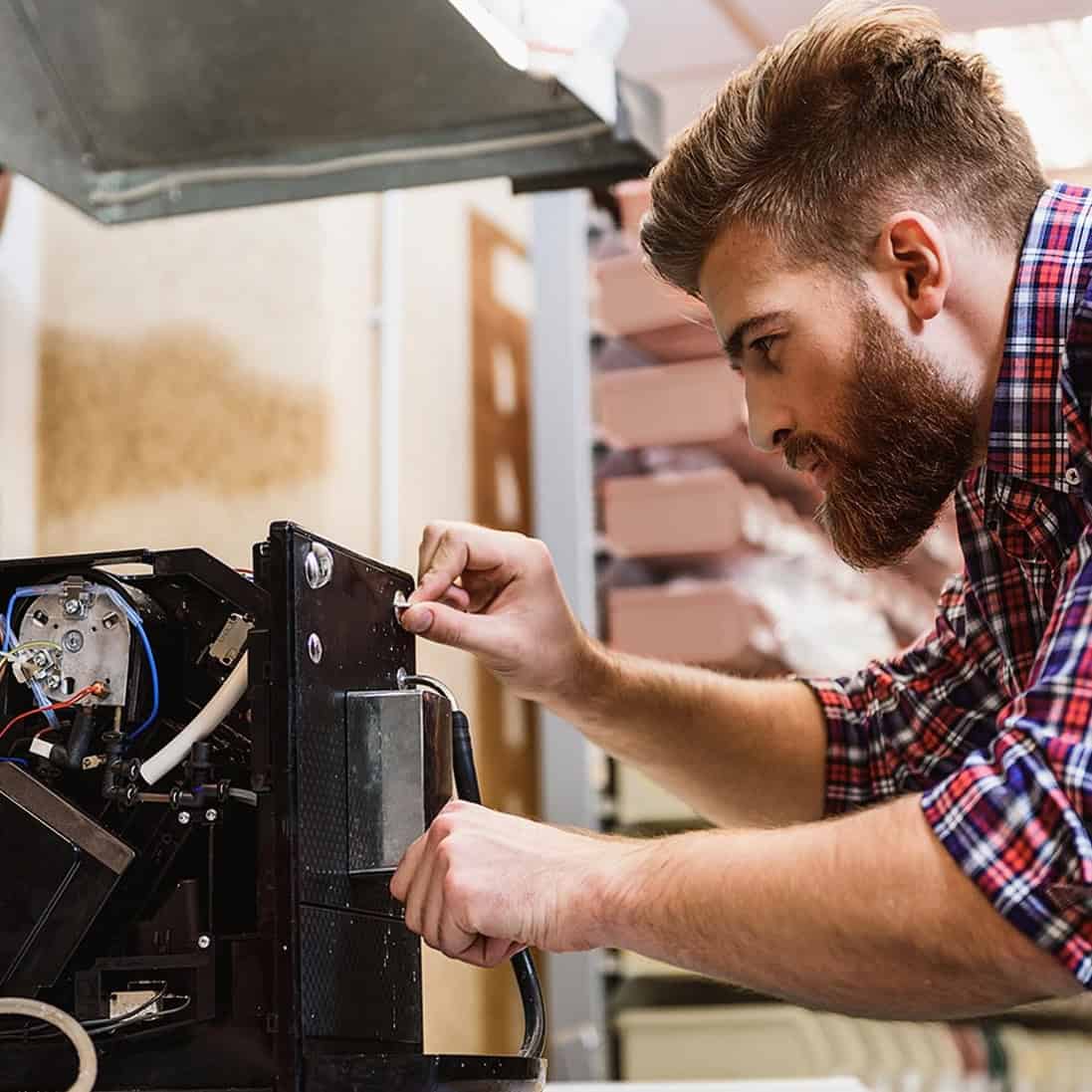 Customer enjoying the experience of Westrock's beverage equipment.