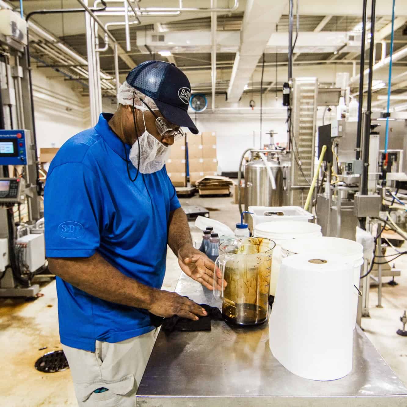 Skilled flavor and extract manufacturer at work.